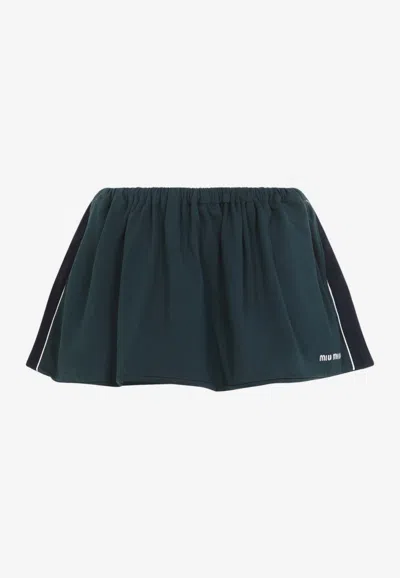 Miu Miu Flared Mini Skirt In Green