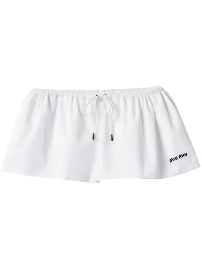 Miu Miu Flared Poplin Miniskirt In White