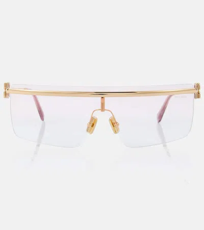 Miu Miu Flat-brow Sunglasses In Gold
