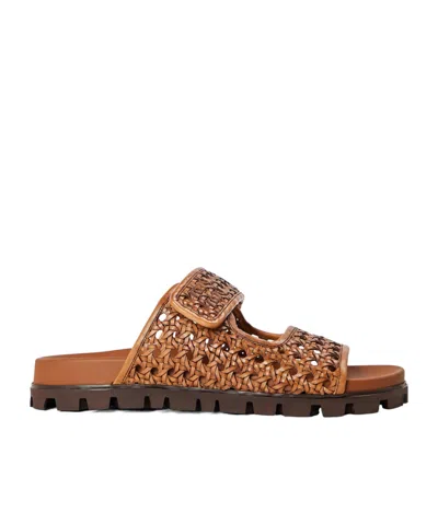 Miu Miu Flat Sandals In Brown