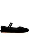Miu Miu Bow-detailed Slip-on Satin Ballerina Shoes In Black