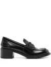 Miu Miu Penny Loafers In Brushed Leather In Black