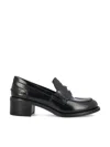 Miu Miu Penny Loafers In Brushed Leather In Black