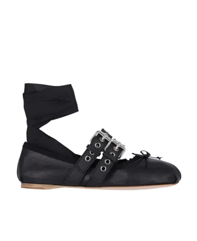 Miu Miu Flat-soled Ballet Shoes In Black