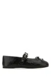 Miu Miu Leather Mary Jane Ballerina Flats In Black