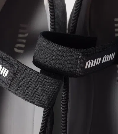 Miu Miu Fleece Ballet Flats In Gray