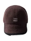 Miu Miu Fleece Baseball Cap In Brown