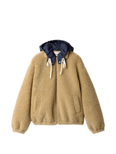Miu Miu Fleece Blouson Jacket In Neutral