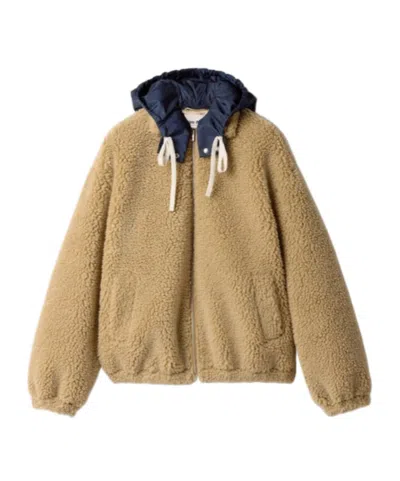 Miu Miu Fleece Blouson Jacket In Nude