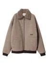 Miu Miu Cotton Fleece Zipper Blouson Jacket In Brown