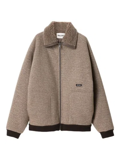 MIU MIU FLEECE BOMBER JACKET