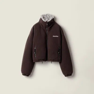 Miu Miu Fleece Down Jacket In Black
