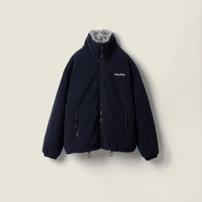Miu Miu Fleece Down Jacket In Blue