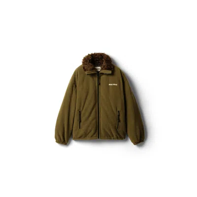 Miu Miu Fleece Down Jacket In Green