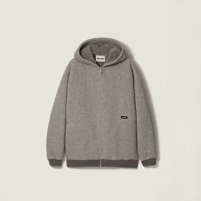 Miu Miu Fleece Hoodie Jacket In Animal Print
