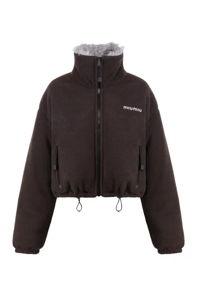 Miu Miu Fleece Jacket In Brown