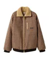 Miu Miu Fleece-lined Checked Blouson Jacket In Brown