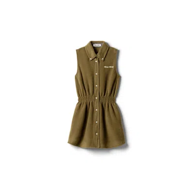 Miu Miu Fleece Mini-dress In Green