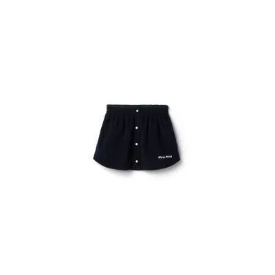 Miu Miu Fleece Miniskirt In Navy