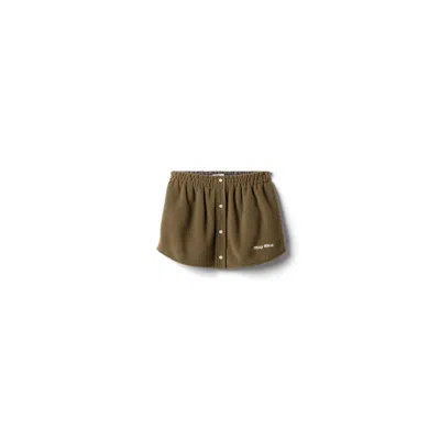 Miu Miu Fleece Miniskirt In Green