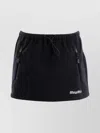 Miu Miu Fleece Miniskirt With Drawstring Waist And Zip Pockets In Black
