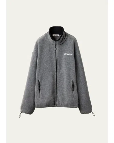 Miu Miu Fleece Oversized Drawcord Sweatshirt In Multi