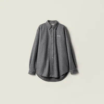 Miu Miu Fleece Shirt In Gray