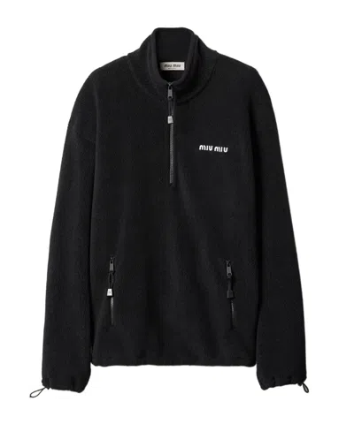 Miu Miu Fleece Sweatshirt In Black