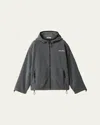 Miu Miu Hooded Jacket Elasticated Cuffs Drawstring Hem In Gray