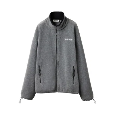 Pre-owned Miu Miu Fleece Zip Sweatshirt 'grey' | Women's Size M In Gray