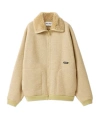 Miu Miu Faux Fur Lined Fleece Zip Jacket In Yellow