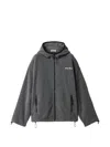Miu Miu Hooded Jacket Elasticated Cuffs Drawstring Hem In Gray