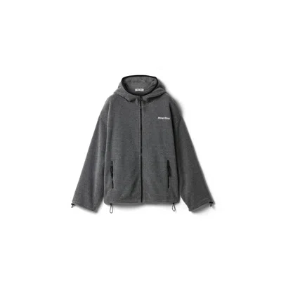 MIU MIU FLEECE ZIPPERED HOODIE JACKET