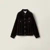 Miu Miu Flocked Chambray Jacket In Burgundy