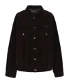 Miu Miu Flocked Chambray Jacket In Brown