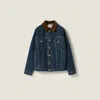 Miu Miu Flocked Denim And Velvet Blouson Jacket In Blue
