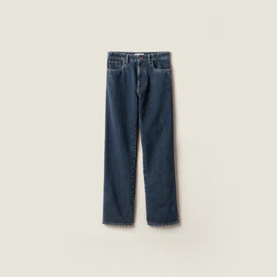 Miu Miu Flocked Denim Jeans In Blue