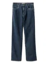 Miu Miu Flocked Embroidered-patch Jeans In Blue