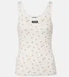Miu Miu Floral Cotton Jersey Tank Top In White