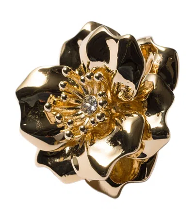 Miu Miu Floral Crystal-embellished Brooch In Gold