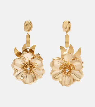 Miu Miu Floral Crystal-embellished Drop Earrings In Gold