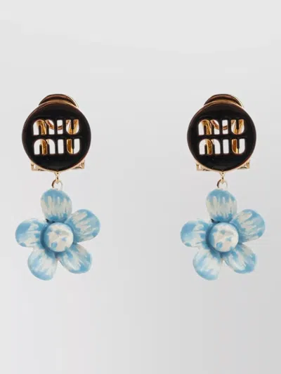 Miu Miu Floral Design Gold Tone Finish Earrings