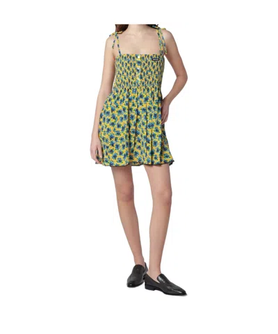 Miu Miu Floral Silk Mini Dress In Multi