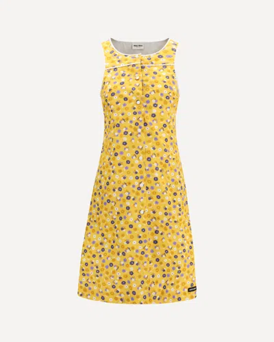 Miu Miu Bicolor Cotton Casual Dress In Yellow