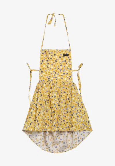 Miu Miu Floral Mini Apron Dress In Yellow