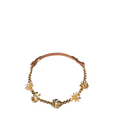 Miu Miu Floral Necklace In Gold