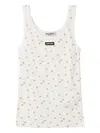 Miu Miu Floral-pattern Logo-label Tank Top In White
