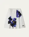 Miu Miu Poplin And Jersey Printed Skirt In F040p Biancoviola