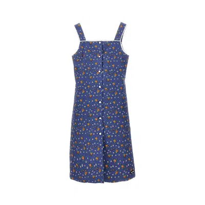 Miu Miu Floral Poplin Mini Dress In Blue