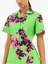 Miu Miu Floral-print Button-front Dress In Green
